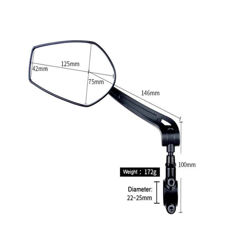 Rower elektryczny HD szerokokątne lusterko wsteczne